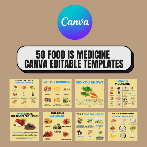 50 Food is Medicine Canva Editable Templates for Social Media