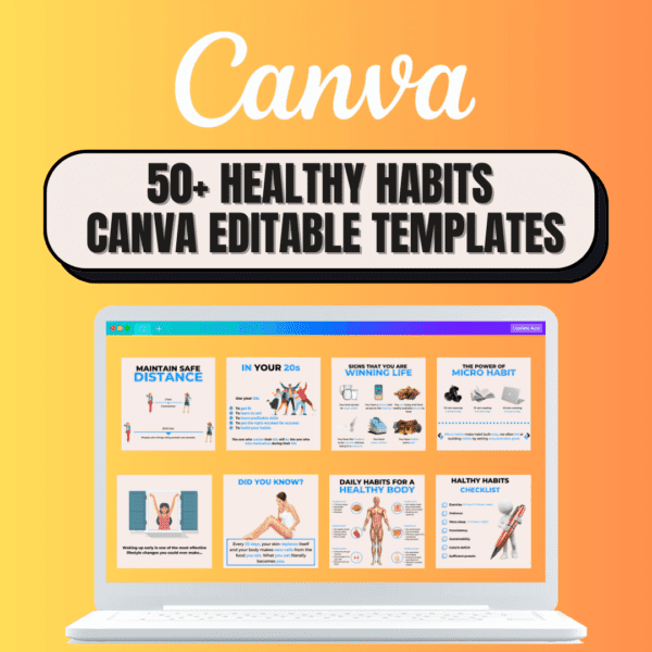 50 Healthy Habits Canva Editable Templates for Social Media Post