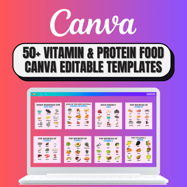 50+ Vitamin & Protein Food Canva Editable Templates for Social Media Post