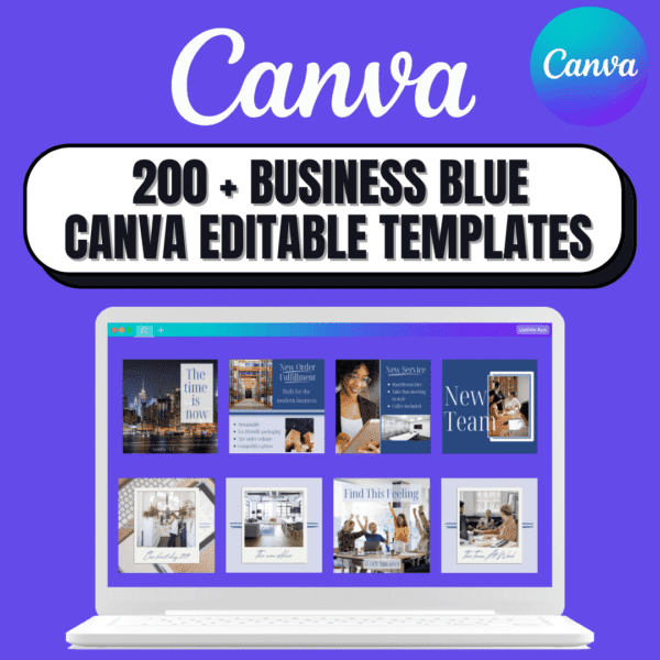 200 + Business Blue Canva Editable Templates for Social Media
