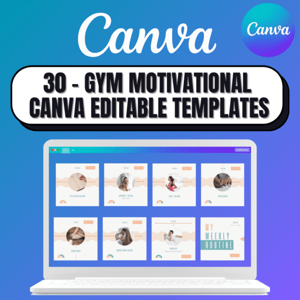 30 Gym Motivational Canva Editable Templates for Social Media