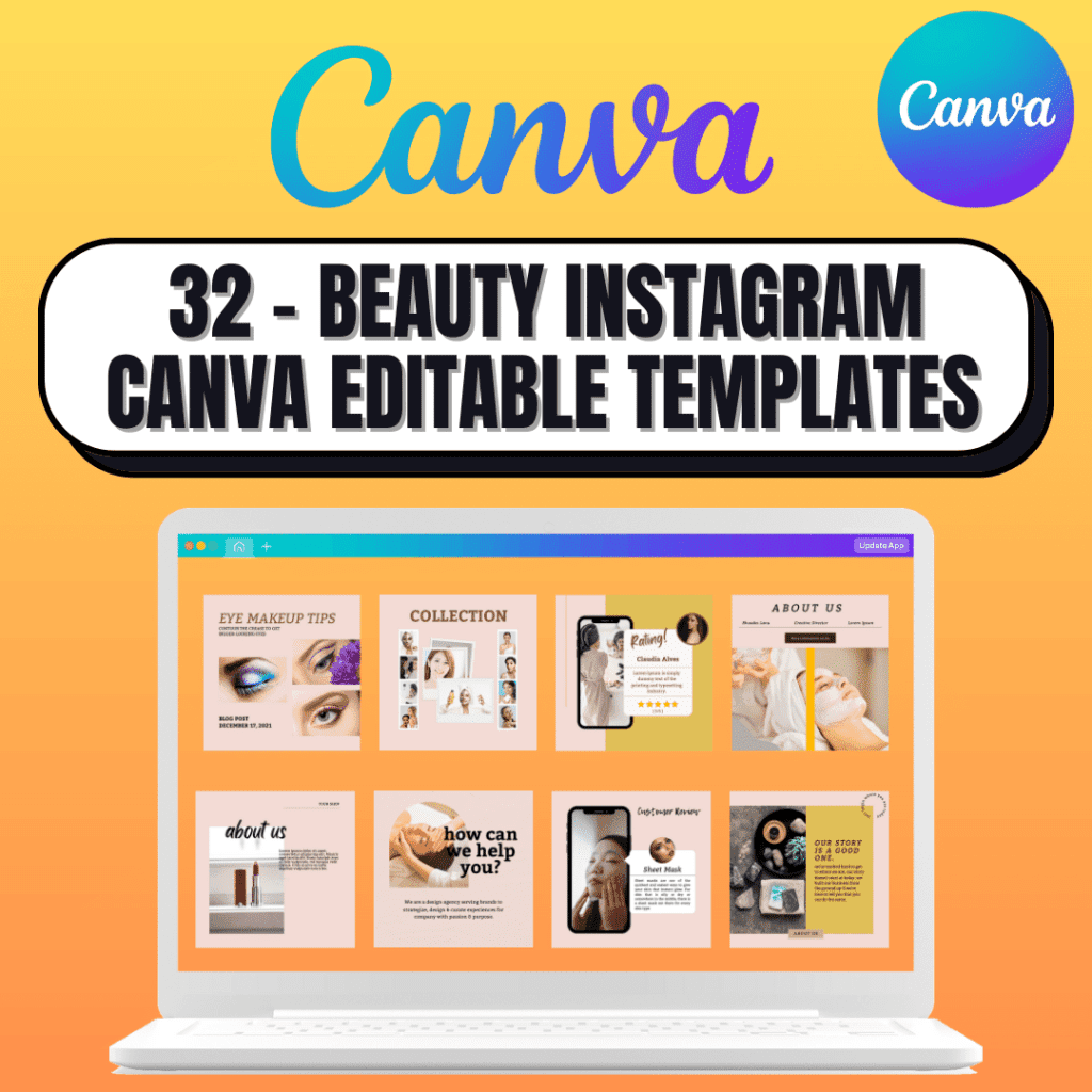 32 – Beauty Instagram Canva Editable Templates for Social Media ...