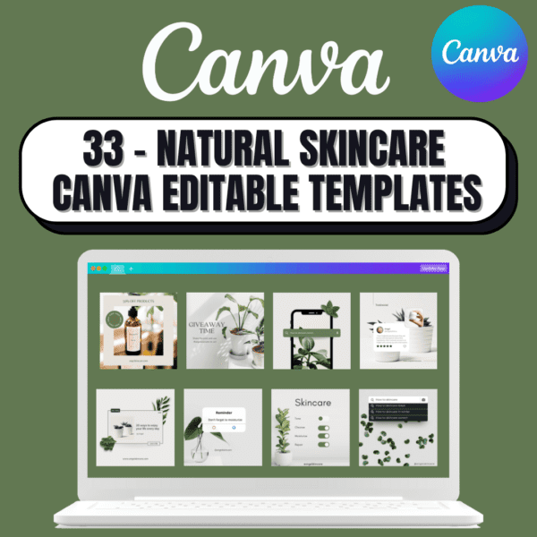 33 Natural Skincare Canva Editable Templates for Social Media