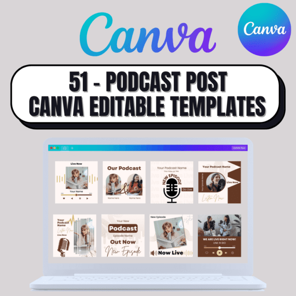 51 - Podcast Post Canva Editable Templates for Social Media