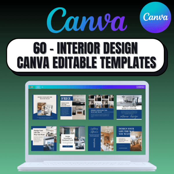 60 - Interior Design Canva Editable Templates for Social Media