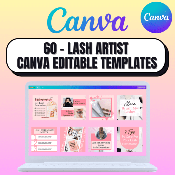 60 - Lash Artist Canva Editable Templates for Social Media