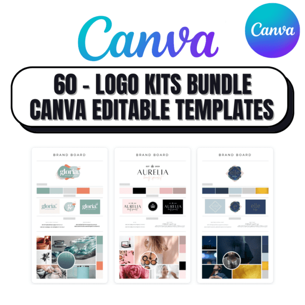 60 - Logo Kits Bundle Canva Editable Templates for Social Media