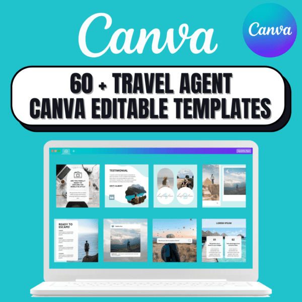 60 + Travel Agent Canva Editable Templates for Social Media