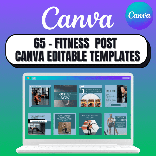 65 - Fitness Post  Canva Editable Templates for Social Media