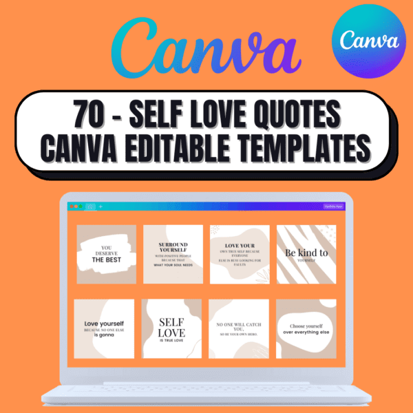 70 - Self Love Quotes Canva Editable Templates for Social Media