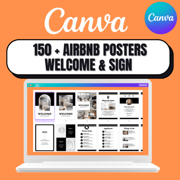 150 + AirBnb Posters Welcome & Sign Canva Editable Templates