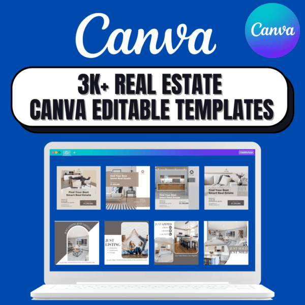 3K + Real Estate Canva Editable Templates Post & Stories Bundle