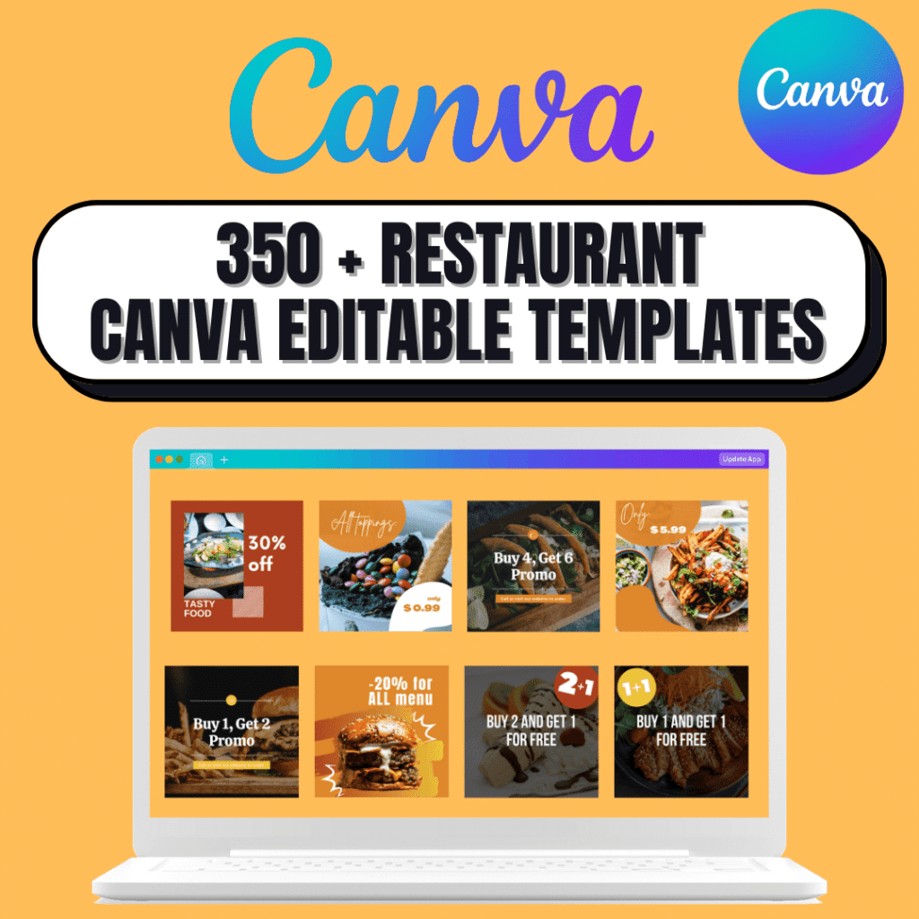 350 + Restaurant Canva Editable Templates for Social Media Post ...